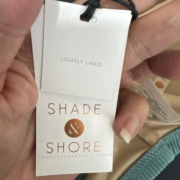 Shade & Shore Women's 38DD Padded Tie Shoulder Plunge Rib Swim Top Green - Picture 13 of 15